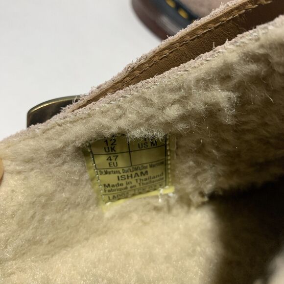 Dr Martens Isham Men\'s Sz 13 Taupe Long Napped Suede Buckle Fur Lined Clog main image 7